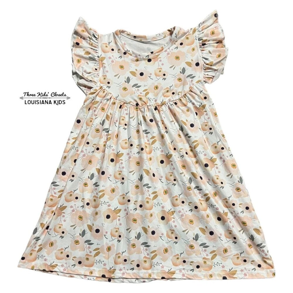 Girls 4T Pink Neutral Floral Print Dress